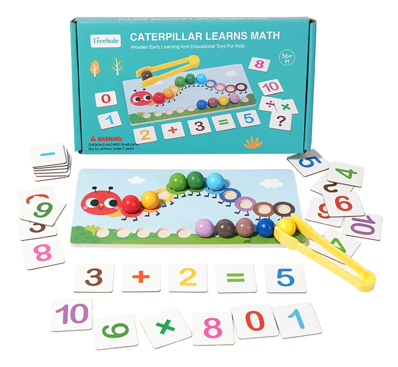 Montessori Clip Bead Math Toys Kids Fine Motor Training Color Matching Number Learning Toys — wooden math & teaching aids wholesale