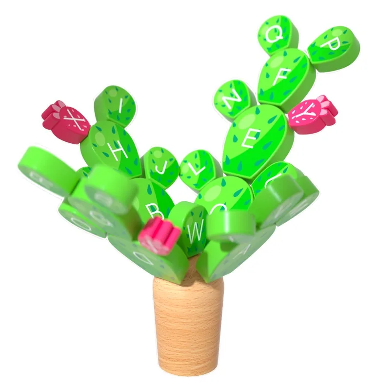 Factory Children Early Educational Creative Stacking Blocks Toy Wooden Cactus Toy — wooden building blocks & construction wholesale