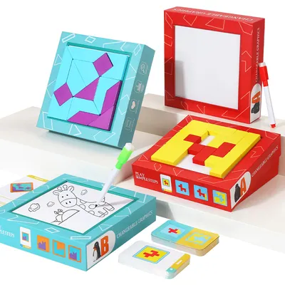 Shape Cognition Space Thinking Logic Colorful Cubes Building Blocks Wooden Pattern Jigsaw — wooden puzzles & tangrams wholesale