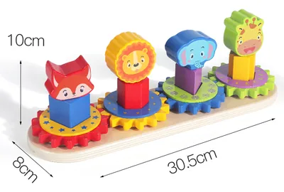 Wooden Creative Animal Revolve Shape Matching Puzzle Toy Color Cognition Early Education view 2
