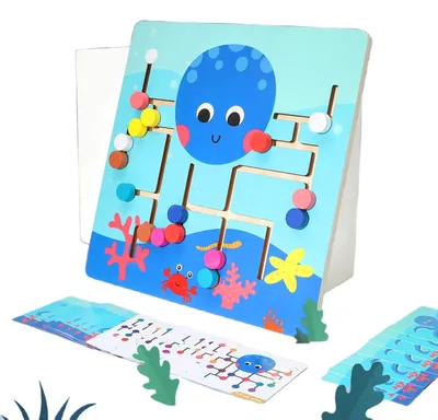 Unisex Custom Children's Wooden Octopus Maze Building Block Board Educational Teaching Aids — wooden building blocks & construction wholesale