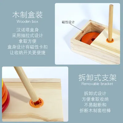 Best- Cartoon Iridescence Stacking Game Montessori Educational Wooden Blocks 2-4 Years Age — wooden building blocks & construction wholesale