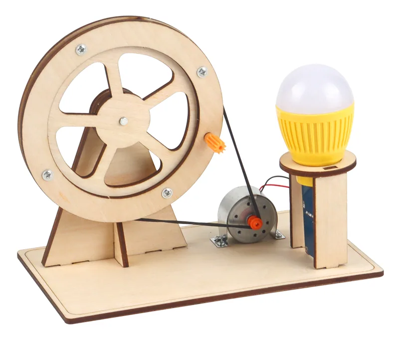 Newest Unisex DIY Wooden Intelligent Science Kits Handmade Generator Toy Children's — wooden montessori & early learning wholesale