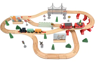 Factory Toys 72 Wooden Toy Train Track Toy Sets — wooden vehicles, tracks & ramps wholesale