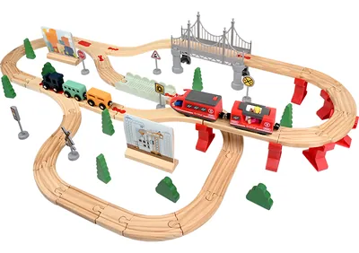 Factory Toys 72 Wooden Toy Train Track Toy Sets view 2