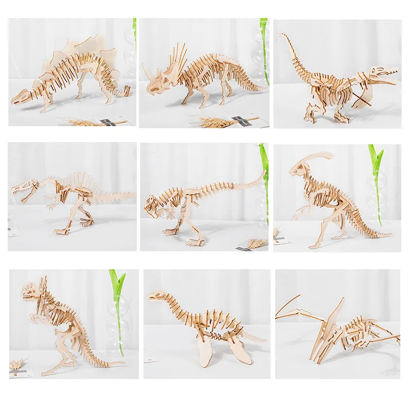 Three-dimensional Puzzle Dinosaur Model Toys DIY Wooden Pvc Unisex Wooden Puzzles for Adults — wooden puzzles & tangrams wholesale