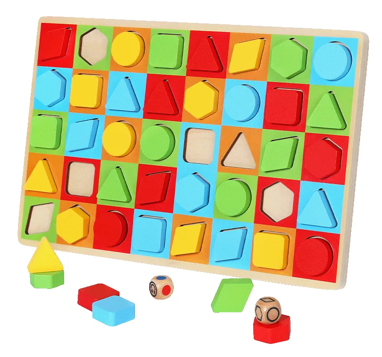 Factory Wooden Children's Geometric Shapes Color Matching Puzzle Games Early Education Puzzle — wooden puzzles & tangrams wholesale