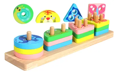 Factory Spot Wooden Montessori Shape Blocks Early Toys Graph Geometric Shape Sorter Toy — wooden math & teaching aids wholesale