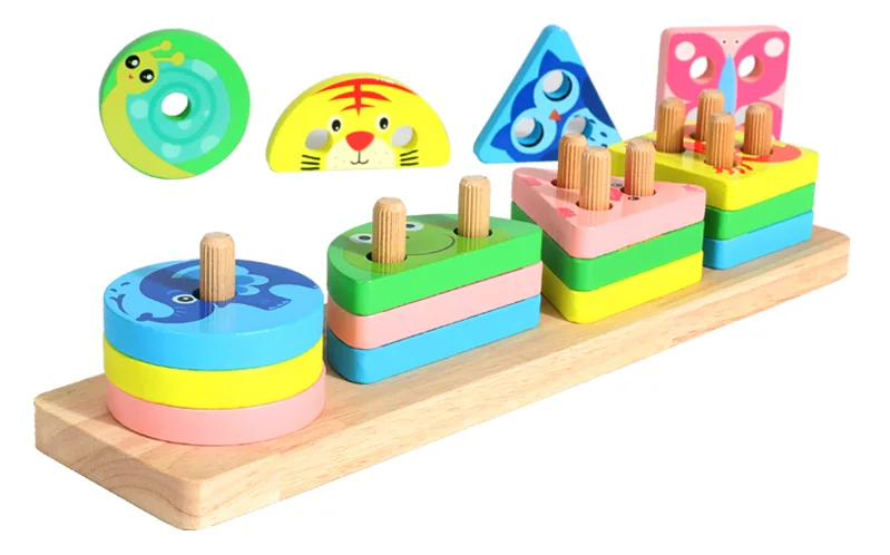 Factory Spot Wooden Montessori Shape Blocks Early Toys Graph Geometric Shape Sorter Toy — wooden math & teaching aids wholesale