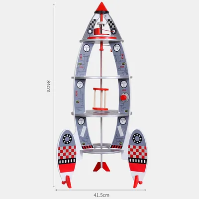 Factory Wooden Stage Rocket Spaceship Play Set Toys For Kids — wooden vehicles, tracks & ramps wholesale