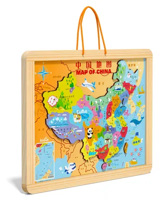 Wooden Double-sided Magnetic World Map Puzzle Map Puzzle Toys For Kids view 2