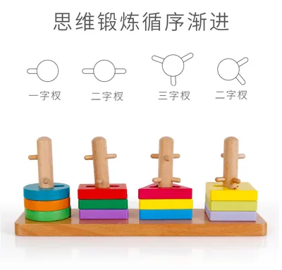 Kids Montessori Material Shapes Sorting Game Blocks Wooden Toys For Children — wooden montessori & early learning wholesale