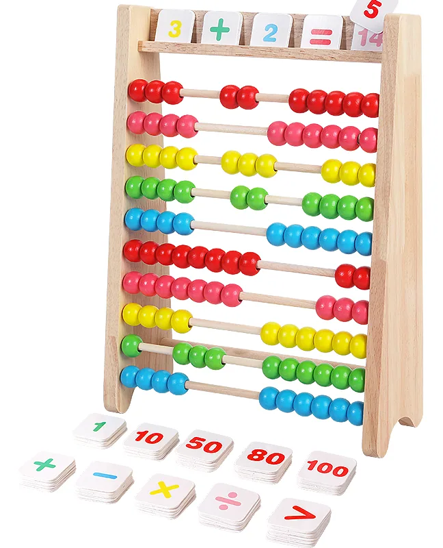 Wooden Rainbow Abacus For Children's Abacus Rack Math Calculating Tool Gift For Kids — wooden math & teaching aids wholesale