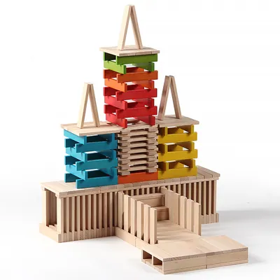 Montessori Wooden Master Builders Assemble Building Block Sets DIY Patience Training Toys view 2