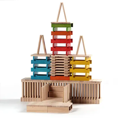 Montessori Wooden Master Builders Assemble Building Block Sets DIY Patience Training Toys — wooden building blocks & construction wholesale
