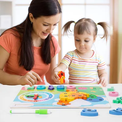 Unisex Educational Jigsaw Puzzles Certified 3d Animal Clock with Drawing for Kids 2 to 4 Years — wooden puzzles & tangrams wholesale