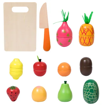 High Simulation Wooden Fruit Vegetable Toys Unisex Children's Educational Pretend Play Food — wooden pretend play & role play wholesale