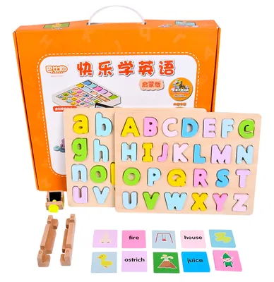 Shape Jigsaw Color Puzzle Learning English Words Wood Toys For Kids view 2