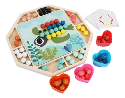 Children's Wooden Beads Clipping Jigsaw Puzzle Game For Babies Kids Hand-brain Coordination — wooden puzzles & tangrams wholesale