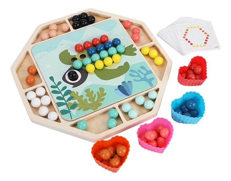 Children's Wooden Beads Clipping Jigsaw Puzzle Game For Babies Kids Hand-brain Coordination — wooden puzzles & tangrams wholesale