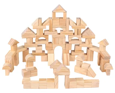 Montessori Toy Baby Wooden 100 Grain Pine Log Building Blocks for Children view 2