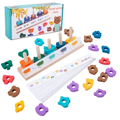 Early Educational Animal S Wooden Puzzle Customizable Logo Color Cognitive Geometry Matching view 2