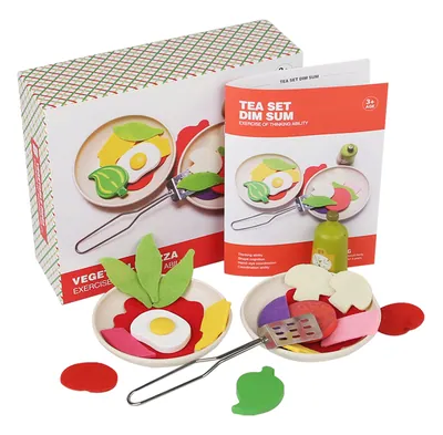Early Wooden DIY Bread Maker & Vegetable Pizza Pretend Toys Unisex Toy for Children view 2