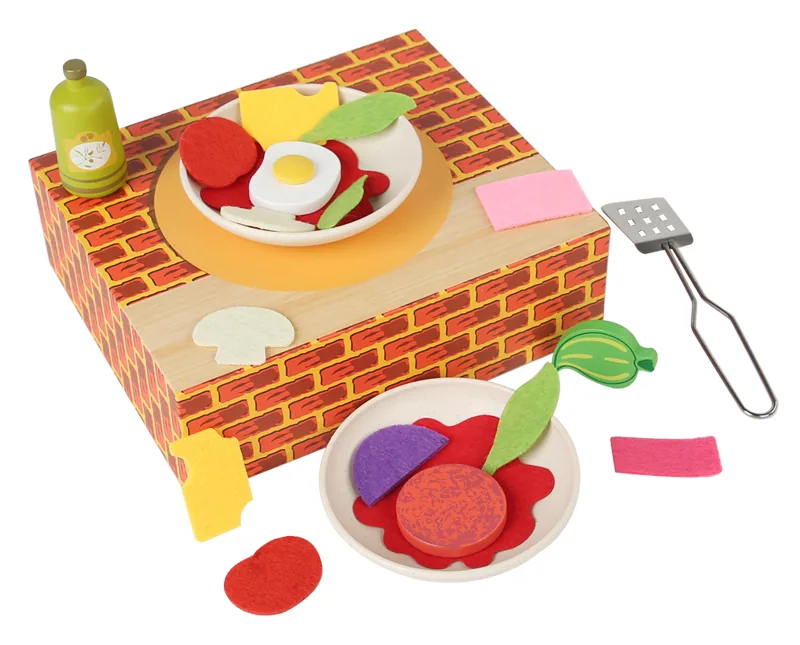 Early Wooden DIY Bread Maker & Vegetable Pizza Pretend Toys Unisex Toy for Children — wooden pretend play & role play wholesale