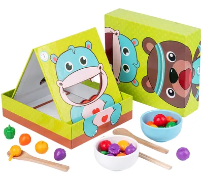 Montessori Simulation Feeding Games Wooden Puzzle Bead Unisex Children's Hand-eye Coordination — wooden montessori & early learning wholesale