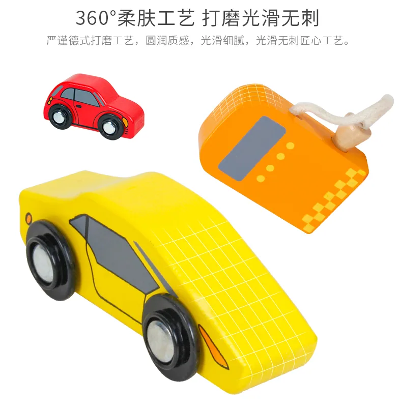 Children's Wooden Parking Garage Car Race Toys Sets Montessori Educational Parent-child Family — wooden vehicles, tracks & ramps wholesale