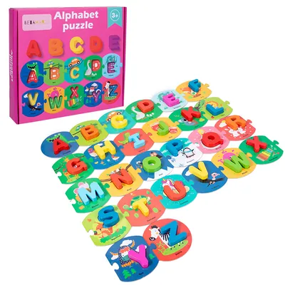 Hoye Crafts High Wooden Alphabet Blocks Durable Early Toy Matching Game Cards Free view 2