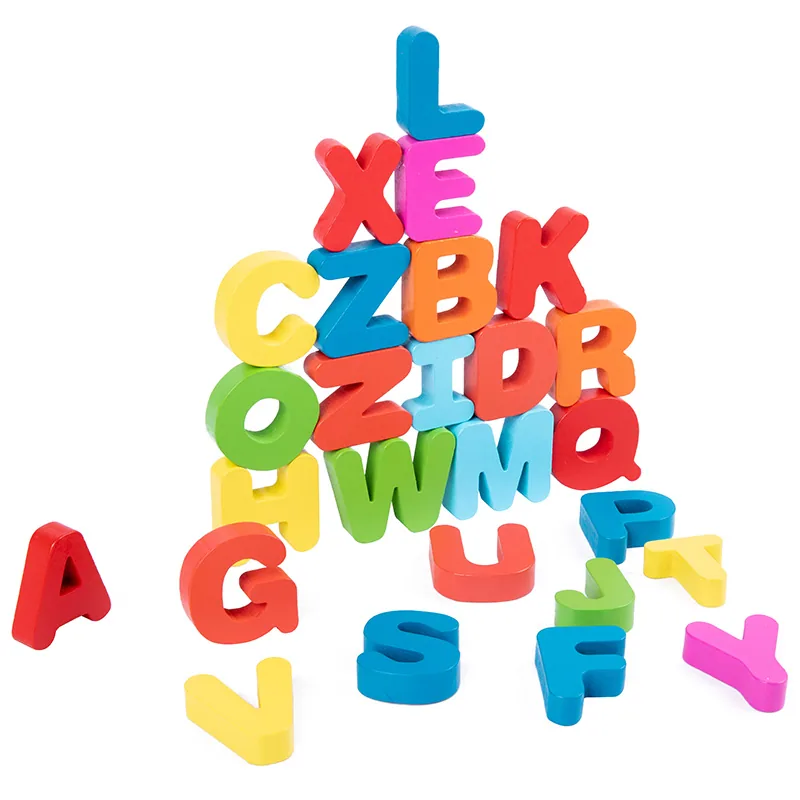 Hoye Crafts High Wooden Alphabet Blocks Durable Early Toy Matching Game Cards Free — wooden building blocks & construction wholesale