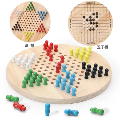 2 In 1 Wooden Chinese Checkers Gobang Wooden Board Game For Family Classic Puzzle Toys Table — wooden board games & logic wholesale