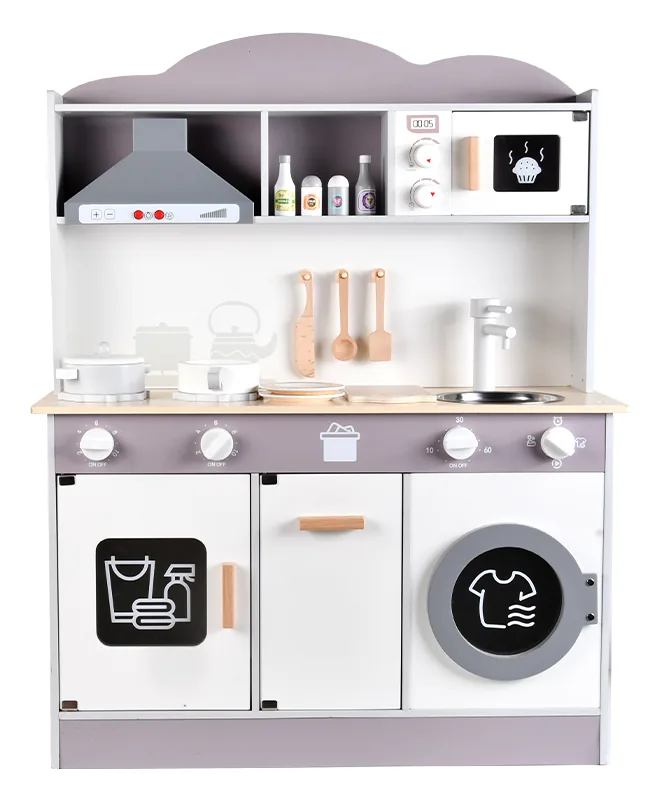 Wooden Kitchen Pretend Play Toy Boys And Girls Cook Simulation Kitchen Refrigerator Stove — wooden pretend play & role play wholesale