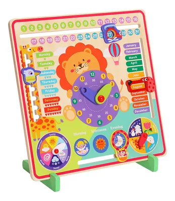 Factory Wooden Classic Kids Educational Preschool Montessori Weather Calendar Clock Board Toys — wooden math & teaching aids wholesale