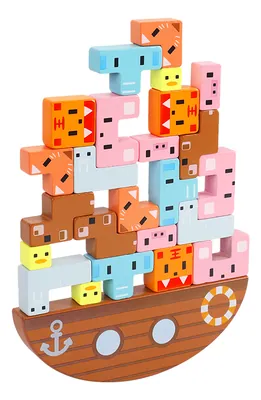 Baby Early Education Toys Animal Style Balance Stacked High Jigsaw Building Block Combination — wooden building blocks & construction wholesale