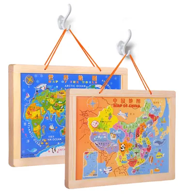 Kids Toys Intelligence Development Girl & Boy Magnetic World Map Wooden Magnetic Jigsaw Puzzle view 2