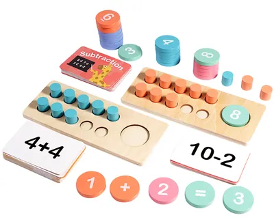 Montessori Math Manipulatives Wooden Learning Number And Counting Games Ten Frame Set view 2