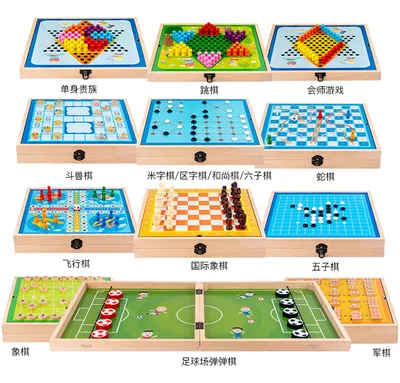 Multi-Function Children's Desktop Games 6 Options Flying Chess & Checkers with Animal Checker — wooden board games & logic wholesale