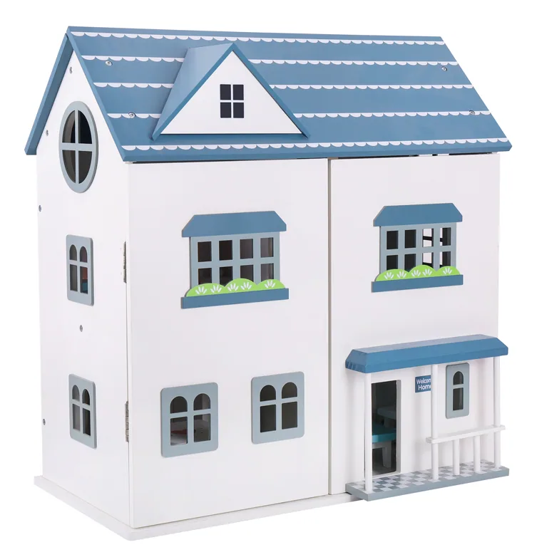 Children's 2-Storey DIY Wooden Doll House Set Fashion Doll Pretend Role Play Game Toy — wooden pretend play & role play wholesale