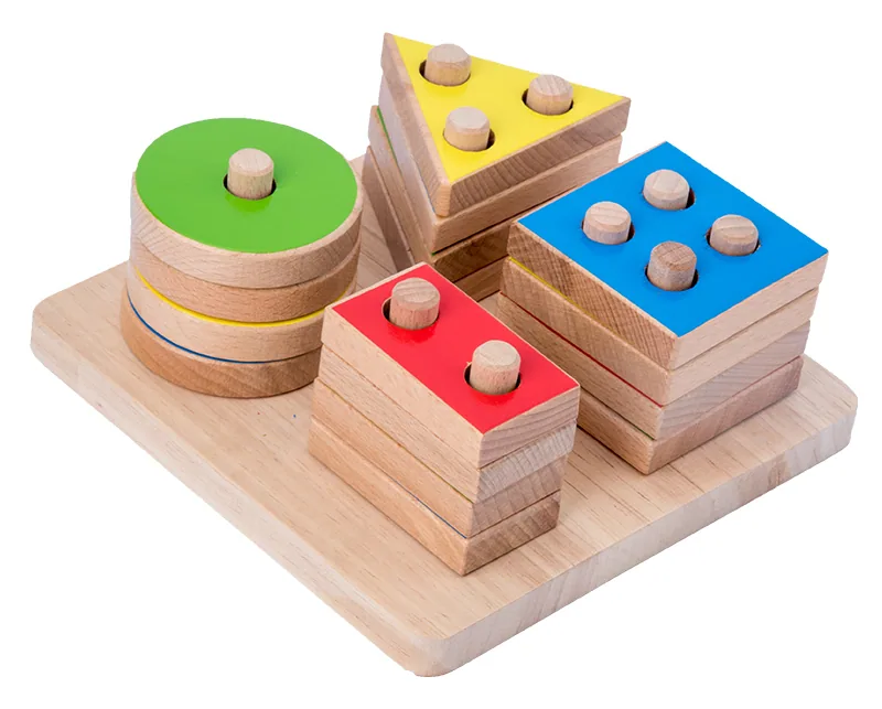 Newly Designed Wooden Geometric Block Classification Toy Shape Matching Learning Board — wooden building blocks & construction wholesale