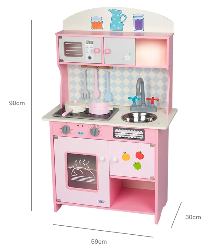 Early Education Pretend Role Play Toy Manufacturer Direct Pink Cute Wooden Kitchen Toys — wooden pretend play & role play wholesale