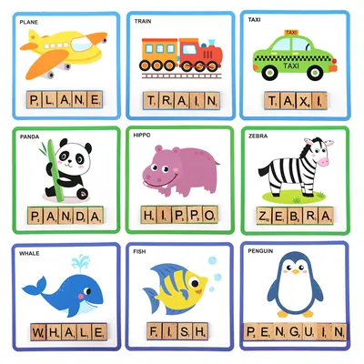 Wooden Montessori Toys Learning Spell Word Letter Matching Puzzle Games Fine Motor Training view 2