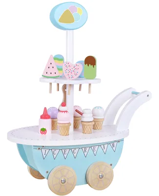 Unisex Wooden Ice Cream Dessert Stand Cart Kids' Role Play Educational Kitchen Toy Free Sample — wooden pretend play & role play wholesale