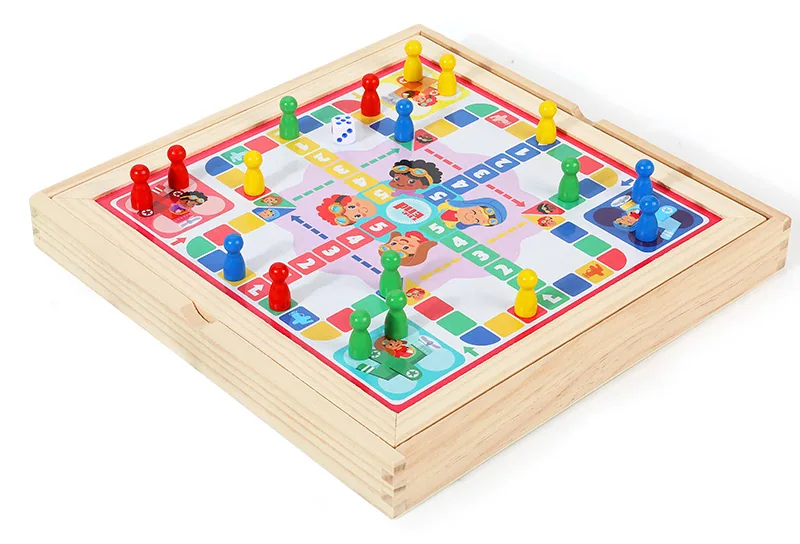 Wooden Children's Flying Chess 2-in-1 Early Education Educational Fun For Kid Toys — wooden board games & logic wholesale