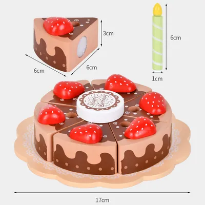 Children Wooden Simulation Role Play Pretend Magic Tape Strawberry Cake Educational Gift Toys view 2