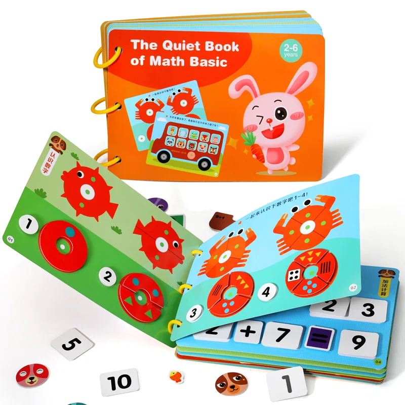 Children Math Quiet Book Montessori Toys Number Cognitive Arithmetic Learning Repeated Paste — wooden math & teaching aids wholesale