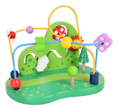 Educational Wooden Bead Toys Cute Cartoon Beads Rack Wooden Baby Toys For Children view 2