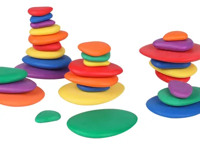 Factory Colorful Stacking Game Stones Toys Rainbow Cobble Crazy Rock Building Blocks Toy — wooden building blocks & construction wholesale