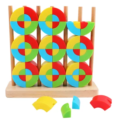 Wooden Rainbow Stacking Toy For Kids Educational Montessori Toys Rainbow Building Blocks view 3